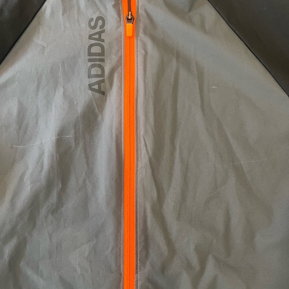 Adidas Men's Gray and Black Windbreaker with Orange Accents - Picture 4 of 4